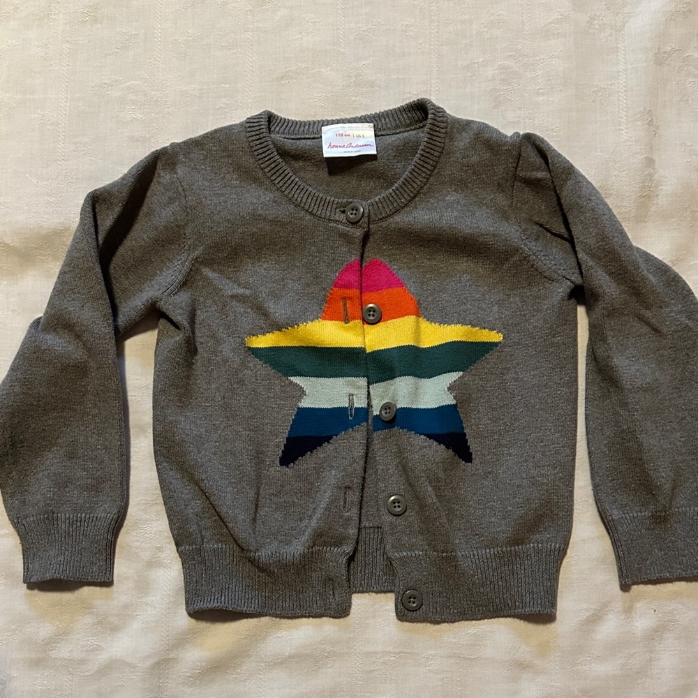 Hanna Andersson Gray Cardigan with Colorful Star